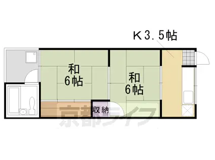 阪急電鉄京都線 桂駅 徒歩14分 2階建 築44年(2K/1階)の間取り写真