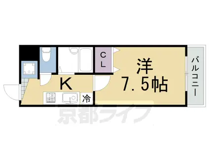 阪急電鉄京都線 桂駅 徒歩1分 4階建 築30年(1K/2階)の間取り写真