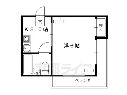阪急電鉄京都線 桂駅 徒歩58分 3階建 築36年(1K/2階)の間取り写真