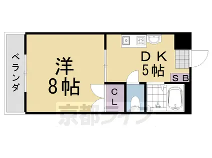 阪急電鉄京都線 桂駅 徒歩12分 3階建 築34年(1DK/2階)の間取り写真