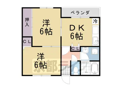 阪急電鉄嵐山線 松尾大社駅 徒歩4分 2階建 築30年(2DK/2階)の間取り写真