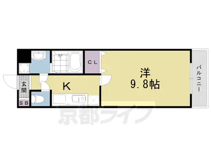 阪急電鉄京都線 西京極駅 徒歩14分 3階建 築23年(1K/2階)の間取り写真