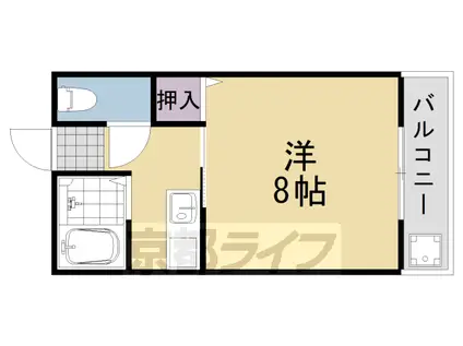 阪急電鉄京都線 桂駅 徒歩1分 3階建 築55年(1K/3階)の間取り写真