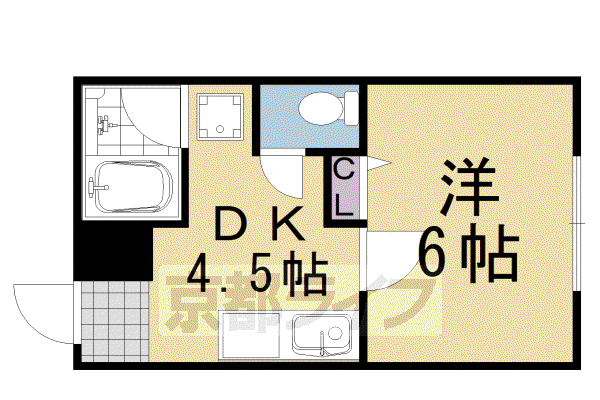 阪急電鉄京都線 桂駅 徒歩9分 3階建 築38年(1DK/3階)の間取り写真