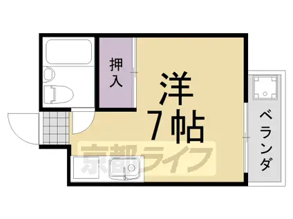 阪急電鉄京都線 洛西口駅 徒歩50分 3階建 築46年(ワンルーム/3階)の間取り写真