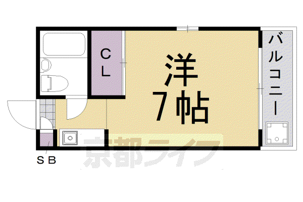 阪急電鉄京都線 洛西口駅 徒歩50分 3階建 築46年(1K/1階)の間取り写真