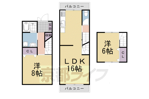 阪急電鉄京都線 桂駅 徒歩7分 2階建 築29年(2LDK)の間取り写真