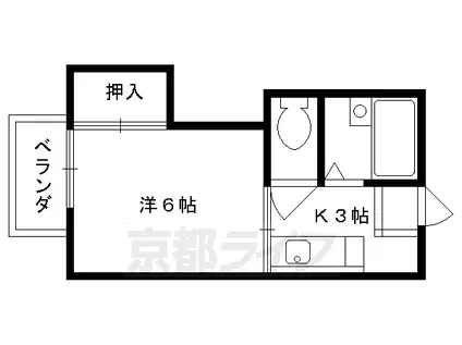 阪急電鉄嵐山線 上桂駅 徒歩5分 2階建 築33年(1K/2階)の間取り写真