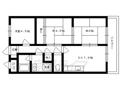 レジデンス向陽(3DK/1階)の間取り写真