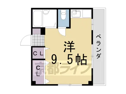 阪急電鉄京都線 桂駅 徒歩7分 3階建 築32年(ワンルーム/3階)の間取り写真