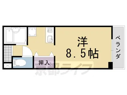 東海道本線 桂川駅(京都) 徒歩9分 4階建 築27年(1K/2階)の間取り写真