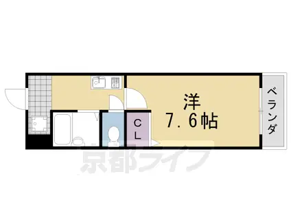 阪急電鉄京都線 桂駅 徒歩5分 3階建 築28年(1K/3階)の間取り写真