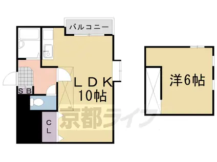 阪急電鉄嵐山線 上桂駅 徒歩10分 5階建 築32年(1K/5階)の間取り写真