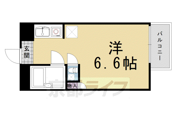 阪急電鉄京都線 桂駅 徒歩8分 4階建 築44年(1K/2階)の間取り写真