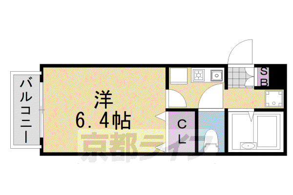 阪急電鉄京都線 桂駅 徒歩7分 2階建 築27年(1K/2階)の間取り写真