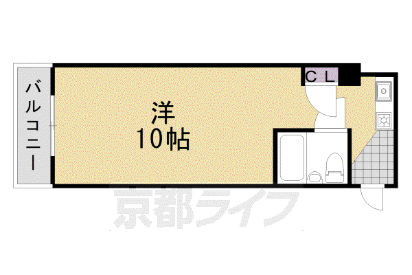 阪急電鉄京都線 桂駅 徒歩3分 3階建 築41年(1K/3階)の間取り写真