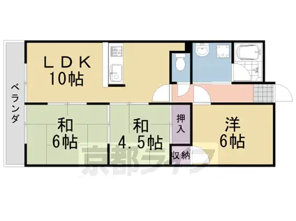 阪急電鉄京都線 桂駅 徒歩20分 6階建 築44年(3LDK/2階)の間取り写真
