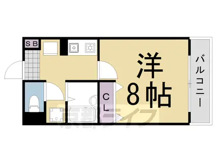 阪急電鉄嵐山線 上桂駅 徒歩5分 4階建 築27年(1K/3階)の間取り写真