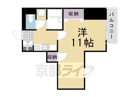 阪急電鉄嵐山線 上桂駅 徒歩5分 4階建 築27年(1K/2階)の間取り写真