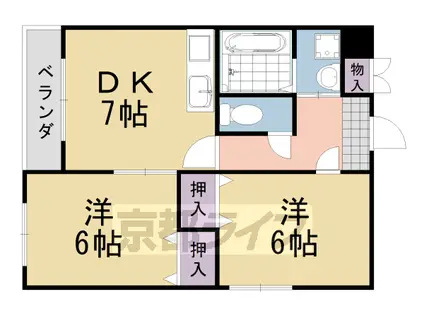 ルーミナス桂(2DK/2階)の間取り写真