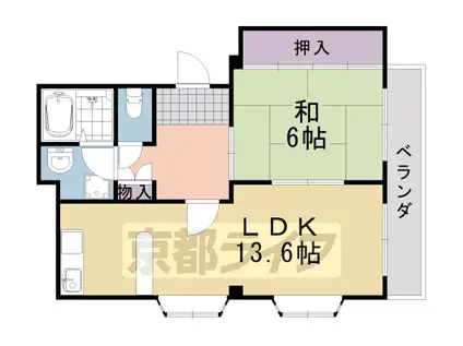 アーバン嵐山Ⅳ(1LDK/1階)の間取り写真
