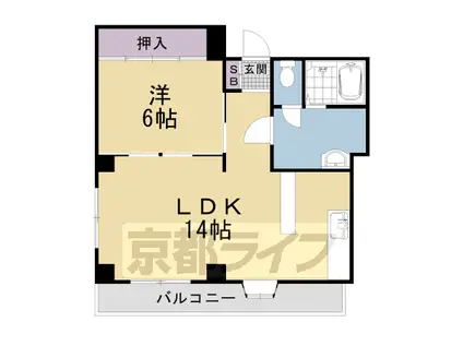 阪急電鉄嵐山線 松尾大社駅 徒歩11分 2階建 築38年(1LDK/1階)の間取り写真