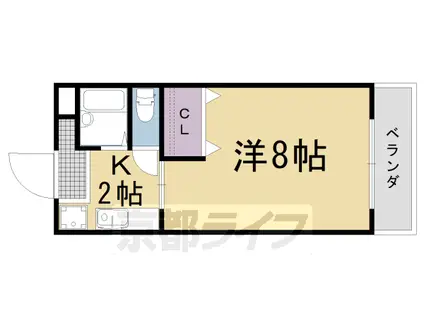 阪急電鉄京都線 洛西口駅 徒歩12分 3階建 築23年(1K/1階)の間取り写真