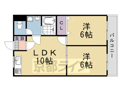 阪急電鉄嵐山線 上桂駅 徒歩15分 2階建 築25年(2LDK/2階)の間取り写真
