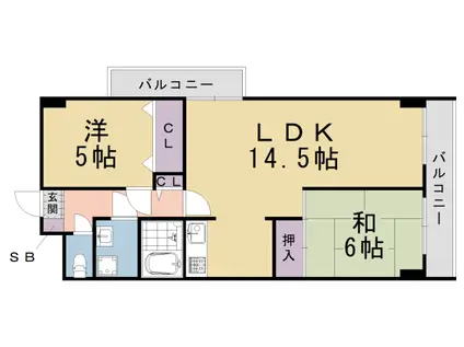 S・Yグランドビル(2LDK/6階)の間取り写真