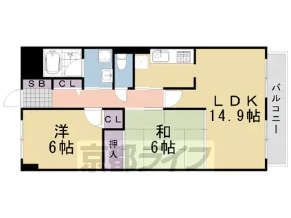 阪急電鉄京都線 桂駅 徒歩14分 5階建 築31年(2LDK/5階)の間取り写真