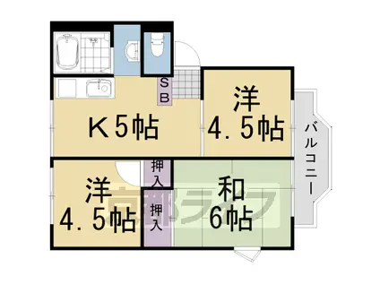 阪急電鉄京都線 桂駅 徒歩18分 2階建 築36年(3DK/1階)の間取り写真