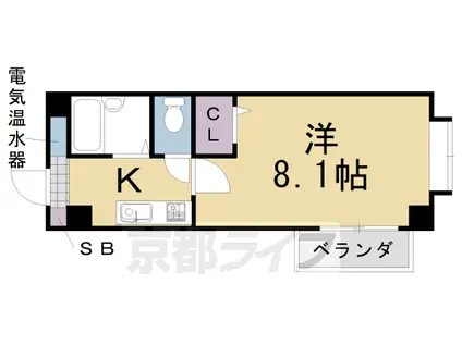 阪急電鉄嵐山線 上桂駅 徒歩7分 5階建 築31年(1K/5階)の間取り写真