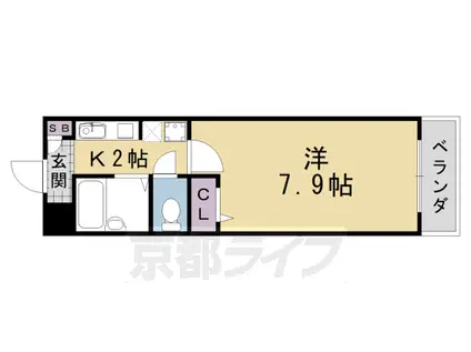 阪急電鉄嵐山線 上桂駅 徒歩7分 5階建 築30年(1K/2階)の間取り写真