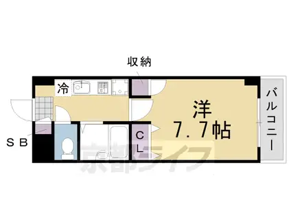 阪急電鉄嵐山線 上桂駅 徒歩11分 3階建 築27年(1K/3階)の間取り写真