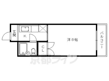 山陰本線 花園駅(京都) 徒歩10分 5階建 築42年(1K/3階)の間取り写真