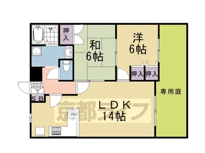 阪急電鉄京都線 桂駅 徒歩13分 3階建 築25年(2LDK/1階)の間取り写真