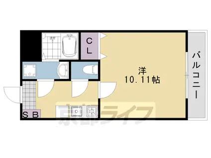 阪急電鉄嵐山線 上桂駅 徒歩3分 5階建 築24年(1K/2階)の間取り写真