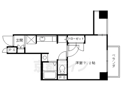 京阪電気鉄道鴨東線 神宮丸太町駅 徒歩5分 11階建 築25年(1K/3階)の間取り写真