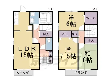 阪急電鉄京都線 桂駅 徒歩14分 2階建 築24年(3LDK/1階)の間取り写真