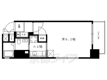 京都市烏丸線 四条駅(京都市営) 徒歩2分 11階建 築24年(1K/6階)の間取り写真