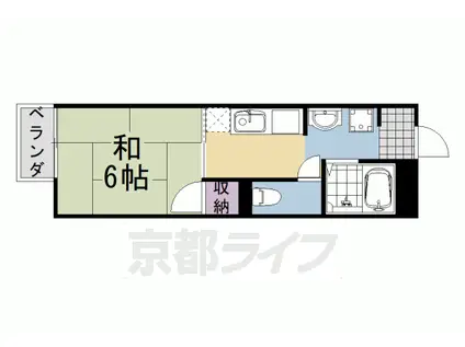 阪急電鉄京都線 洛西口駅 徒歩52分 2階建 築36年(1K/2階)の間取り写真