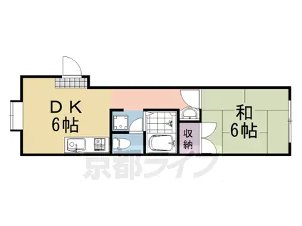 阪急電鉄京都線 洛西口駅 徒歩52分 2階建 築36年(1DK/1階)の間取り写真