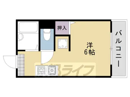 阪急電鉄京都線 桂駅 徒歩3分 2階建 築34年(1K/2階)の間取り写真