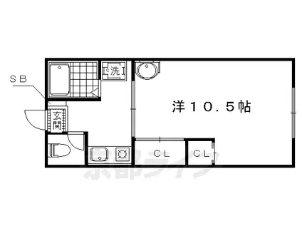 京福北野線 北野白梅町駅 徒歩20分 2階建 築55年(1K/2階)の間取り写真
