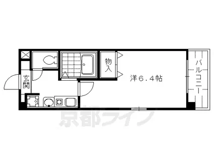 京都市烏丸線 烏丸御池駅 徒歩4分 10階建 築25年(1K/2階)の間取り写真