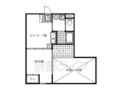 京福嵐山本線 有栖川駅 徒歩3分 3階建 築24年(1DK/1階)の間取り写真