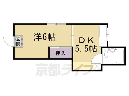 京都市東西線 太秦天神川駅 徒歩7分 3階建 築55年(1K/3階)の間取り写真