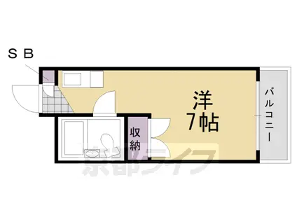 阪急電鉄嵐山線 上桂駅 徒歩1分 2階建 築43年(1K/2階)の間取り写真