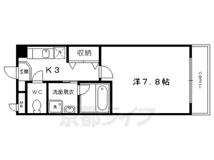 京都市烏丸線 北大路駅 徒歩30分 3階建 築24年(1K/1階)の間取り写真