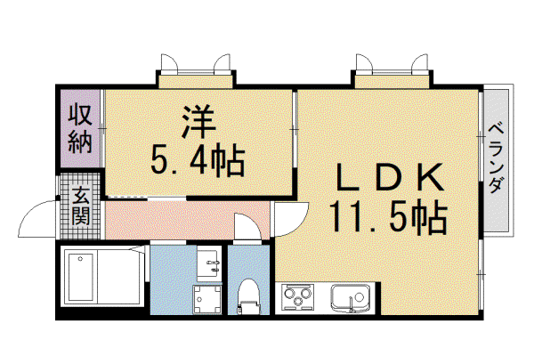 叡山電鉄 岩倉駅(京都) 徒歩9分 2階建 築35年(1LDK/2階)の間取り写真